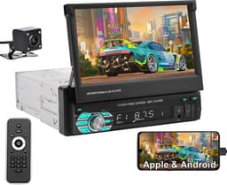 ESSGOO 1 Din Autoradio - 7" HD Touchscreen Handmatig Opvouwbaar Scherm - Apple CarPlay & Android Auto & MirrorLink- USB, AUX, TF, FM — thumbnail 1