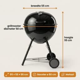 Lomera Houtskoolbarbecue - Houtskool BBQ - Kogelbarbecue - Kogel BBQ - Kettle Barbecue - Kettle BBQ - Barbecue met Deksel - Houtskoolbarbecue met Deksel - Barbecue op Wielen - Houtskoolbarbecue op Wielen — thumbnail 2