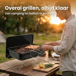 Lomera Draagbare BBQ - Tafel BBQ - Tafelbarbecue - Draagbare Barbecue - Mini BBQ - Camping BBQ - Camping Barbecue - Houtskool BBQ - Houtskoolbarbecue - Opvouwbare BBQ - Inklapbare BBQ — thumbnail 4