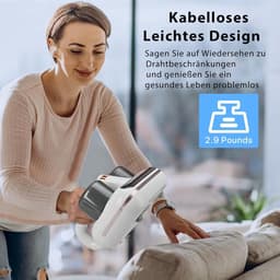 Bed Reiniger Stofzuiger - Huisstofmijt Stofzuiger - Handstofzuiger - 5-In-1 Draadloze Bedstofzuiger -Bacterie, Mijt & Schimmel Bestrijder - Gebruikmakend Van UV-C Ultraviolet Licht en Ultrasone Technologie - Wit — thumbnail 3