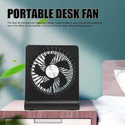 Ventilator - Tafelventilator - Bureauventilator - 3 Instelbare Snelheden - Usb-Oplaadbaar - Draagbare Reisventilator Voor Kantoor, Slaapkamer En Thuis - Zwart — thumbnail 2