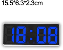 longziming -Digitale Wekker met Temperatuur – LED Display – Spraakbediening – Verstelbare Helderheid – Wit/Blauw — thumbnail 2