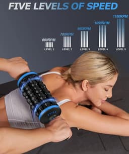 Flolife - Percussiemassage Gun met Rolling Head – 5 Snelheden – Elektrische Deep Tissue Massager – Handsfree Standaard – Oplaadbaar – Spierherstel & Ontspanning — thumbnail 5