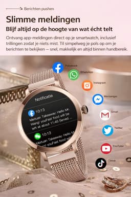Evy24 Smartwatch Dames 38mm - Horloge Dames met AMOLED Display - Sporthorloge met Stappenteller - Hartslagmeter - Saturatiemeter - Bloeddrukmeter - Smartwatch Android en iPhone — thumbnail 5