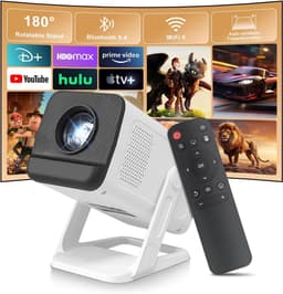 mini-projector , Beamer 4K wifi 6 en Bluetooth 5.4, draagbare video smart beamer, automatische correctie en handmatige focus, thuisbioscoop, compatibel met pc/tv-stick/USB/PS5 — thumbnail 1
