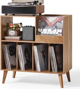 SNJY® Platenspeler Meubel - Platenspeler Kast - LP Houder - Platenhouder - 40D x 80B x 82,6H cm - Bruin — thumbnail 4