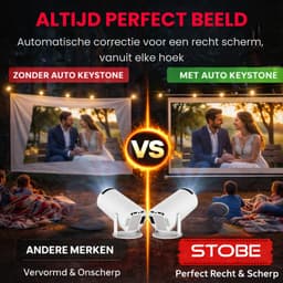 STOBE Movie Express Mini Beamer - Smart Projector met Android 14, Netflix & Apps - 4K Support - WiFi & Bluetooth - Geschikt voor iPhone & Android smartphone - Movie & games projector - wit — thumbnail 4