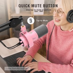 FIFINE K688 - Met XLR - USB / XLR - Dynamische Microfoon - Streaming - Podcasting - Gaming - Geschikt voor PS4 / PS5 / PC - Roze — thumbnail 5