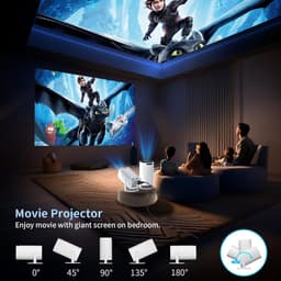 Mini Projector - Smart Beamer met 4K-ondersteuning - Voor iOS/Android/HDMI/TV-Stick/Laptop/PC - Bluetooth 5.4 & WIFI - Compacte Mini Beamer voor Thuisbioscoop - Kleine Projector - Wit — thumbnail 5