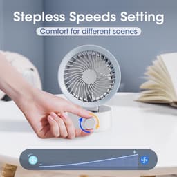 Ventilator - Tafelventilator - Handventilator - Mini ventilator - USB-bureauventilator - kleine ventilator voor op het bureau - krachtige luchtstroom - traploos instelbaar - Ultrastille koeling - Werkt op USB-voeding - Voor thuis - kantoor - Grijs — thumbnail 4