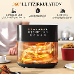 Grote heteluchtfriteuse 8L met 8 programma's en 1700W - Gezond Frituren — thumbnail 5
