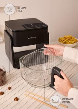 Heteluchtfriteuse Glas 4.2L Zwart voor Gezond Frituren 1300W — thumbnail 5