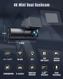 Florixa® Dashcam Voor en Achter - Dashcam - Dashcam Voor Auto - Zwart - ‎7 x 3 x 2 cm; 300 g — thumbnail 5