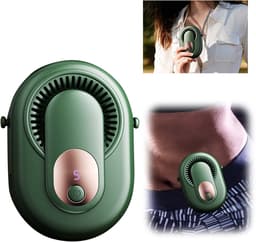 Draagbare Handventilator - Tailleventilator - Draagbare Ventilator - 4-in-1 - Bladloos - 5 Standen - Digitaal Display - USB Oplaadbaar - voor Nek Taille Hand en Tafel - Groen — thumbnail 1