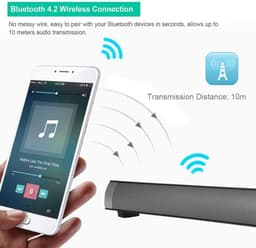 Soundbar - Soundbar met Draadloze Subwoofer - Box - TV Speaker - Soundbars - Bluetooth - Ingebouwde subwoofer - Home Cinema Geluid- Zwart — thumbnail 3
