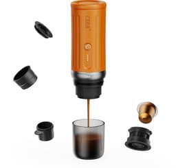 Cerapresso draagbare espressomachine - 3e gen 13500 mAh batterij - tot 8 kopjes zonder opladen - 150s tot 96°C - cups en gemalen koffie - dubbele espresso - draagbare koffiemachine - koffiemaker - reis & camping koffiezetapparaat 12 volt - CERA+ — thumbnail 5