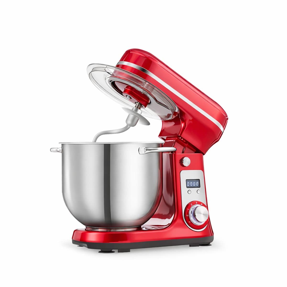 CYRO - Deegmachine - Kneedmachine - Elektrische Deegmixer - Keukenmachine - 6L - 6 Versnellingen - RVS - Stille Motor - Rood — afbeelding 1