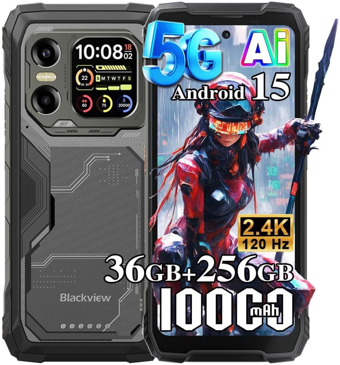 Blackview XPLORE X1 - Robuuste Smartphone - 5G - 36GB RAM - 256GB ROM - 108MP Camera - 6.78 inch 120Hz - 10000mAh - Robuuste Telefoon - Android 15 - NFC - GPS - Zwart — afbeelding 1