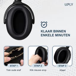 Set Oorkussens voor Sony Koptelefoon – XB900N Oorkussen – XB900N/WH-CH710N/WH-CH720N/WH-RF400/MDR-RF895RK - Kunstleer met Traagschuim — thumbnail 4