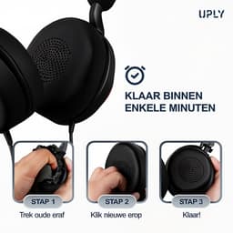 Set Oorkussens voor Jabra Koptelefoon - Elite 45h Oorkussen - Elite 45h/Evolve2 65/Evolve2 40 - Kunstleer met Traagschuim — thumbnail 4