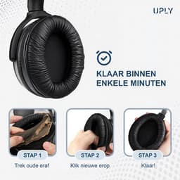 Set Oorkussens voor Sennheiser Koptelefoon – HD201 Oorkussen – HD201/HD206/HD180/HD200 Pro - Kunstleer met Zacht Schuim — thumbnail 4