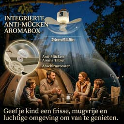 MUPOO Ophangbare ventilator lamp & Tafelstatief - 7200mAh Draadloos - Afstandsbediening - 4 Standen, Timer & Anti-Mug - Stille Motor & Type-C Opladen -plafonniere met ventilator Voor Tuin & Caravan — thumbnail 3