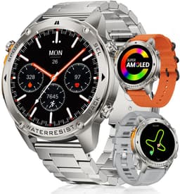 Synyq GPS Pro - GPS Smartwatch Heren - 4 Bandjes - 51mm - AMOLED Scherm - 5ATM Waterdicht - Belfunctie - 170+ Sportmodi - Stappenteller - Hartslag, Slaapmeter, SpO2 - Smartwatch Heren - Horloge Heren - Sport Horloge - IOS & Android — thumbnail 1