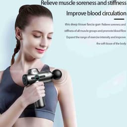 Mini Massagepistool - Elektrisch Massageapparaat voor Nek & Schouder - Deep Tissue Spierherstel voor Sporters - Ultra Stil 3200 rpm - 6 Standen & 6 Koppen - Grijs - 1 Stuk — thumbnail 2
