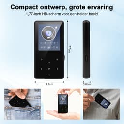 HiFi MP3 Speler met 64GB microSD Kaart - Bluetooth 5.3 Muziekspeler met Dual DAC - 24bit 192kHz Lossless Audio - Uitbreidbaar tot 128GB - FM Radio - E-Book en Spraakopname - 54g Lichtgewicht Ontwerp — thumbnail 2