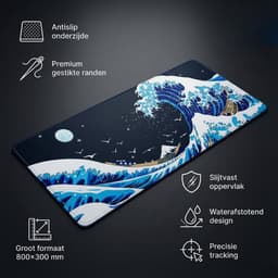 Grote Muismat 80x30 | Gaming Muismat | Blauw | XXL | Antislip | Desktop Mat | Computer Mat | Golven — thumbnail 2