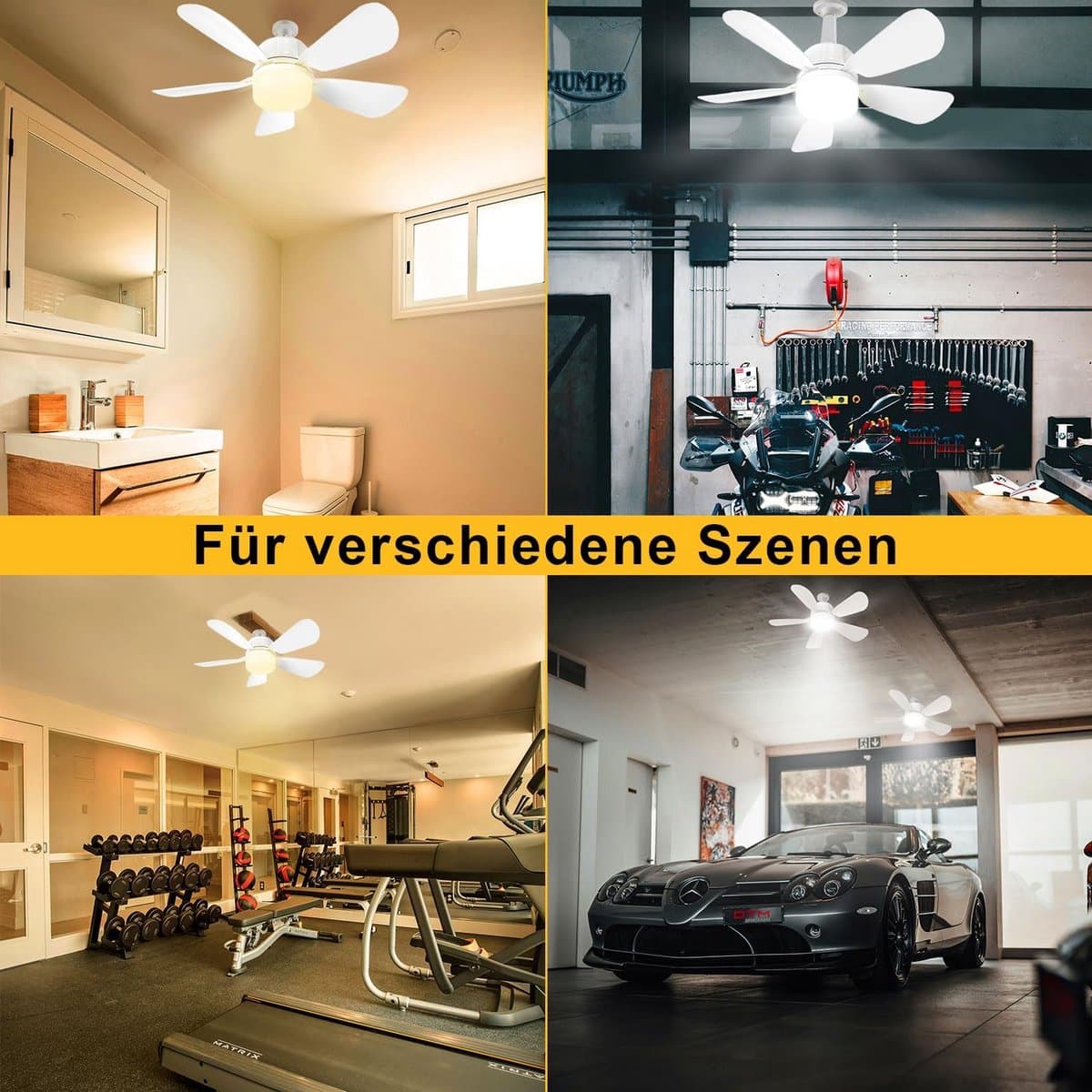 50 cm plafondventilator met verlichting en afstandsbediening - ideaal voor badkamer, keuken, slaapkamer en garage — afbeelding 1