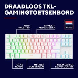 Trust GXT 831W Thado - Gaming Toetsenbord - TKL - RGB - Draadloos - QWERTY US - Wit — thumbnail 5