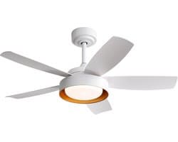 LED-verlichting - Instelbare lichtkleur - Plafondlamp met ventilator en verlichting - 107 cm plafondventilator met verlichting – 22 watt – met afstandsbediening – Omkeerbare gelijkstroommotor – Timer beschikbaar – Wit – Geschikt voor de slaapkamer
