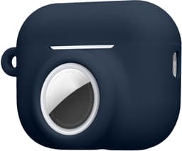 kwmobile oordopjes case geschikt voor Apple Airpods Pro 3 hoesje - Oortjes cover met AirTag houder - In-ear koptelefoon hoes - Silicone in donkerblauw — thumbnail 2