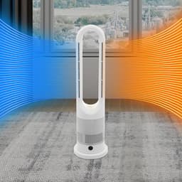Ventilator Toren - Vloerventilator Bladloos - Zomerse Koelte - Afstandsbediening Inclusief - 67cm Hoog - Wit Zilver — thumbnail 5
