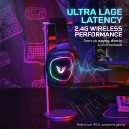 VX Gaming Stealth Draadloze Gaming Headset met Microfoon - RGB Verlichting - Bluetooth - 2.4GHz - Geschikt voor PC / PS4 / PS5 / Xbox / PC - Headset draadloos - Koptelefoon draadloos (VX-244-BK) — thumbnail 4