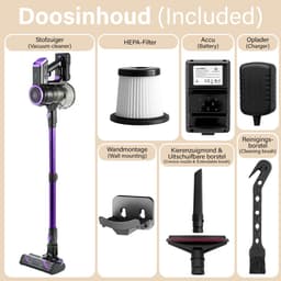 AG4200 Steelstofzuiger Draadloos Deep Purple - Stofzuiger Zonder Zak - Geschikt voor Dierenharen- Krachtig -Kruimeldief- Draadloze Stofzuigers - Steelstofzuigers - Kruimelzuiger - Compact & Licht — thumbnail 3