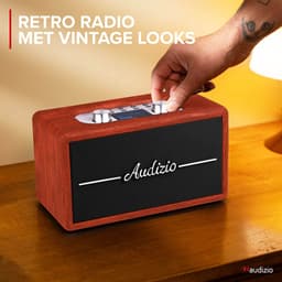 Retro radio - Audizio Tune60 - DAB radio met Bluetooth - Vintage look - DAB+ en FM - Kersen houtlook — thumbnail 3