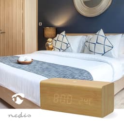 Nedis Wekkerradio - LED - FM - Snoozefunctie - Slaaptimer - Dubbel Alarm - Hout — thumbnail 4