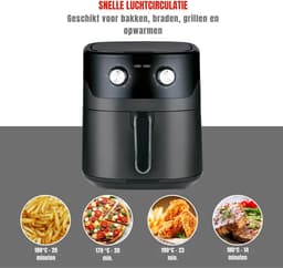 REN® Airfryer xl - Airfryer xxl - Heteluchtfriteuse - 6 Liter - Timer tot 60 Minuten - Zwart - 39cm x 29cm x 34cm — thumbnail 5