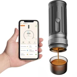 Ceramax draagbare espressomachine - 3e gen 13500 mAh batterij - bleutooth app - bodemloze 58mm portafilter - tot 8 kopjes zonder opladen - 150s tot 96°C - pre-infusie - draagbare koffiemachine - reis & camping koffiezetapparaat 12 volt - CERA+ — thumbnail 1