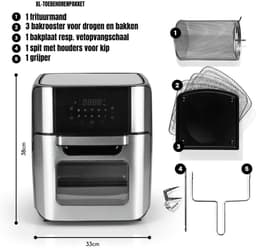 Nexvo® Heteluchtoven - Oven - Airfryer Oven- Zilver - 38cm x 33cm x 37cm — thumbnail 3