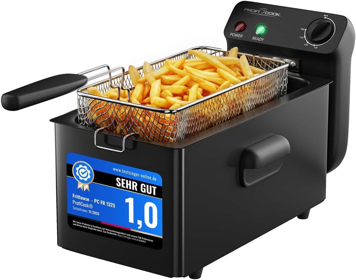 Friteuse met Koude Zone en Mandje - 3 Liter Inhoud - 2000W - Vaatwasserbestendige Onderdelen — afbeelding 1