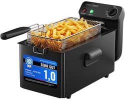 Friteuse met Koude Zone en Mandje - 3 Liter Inhoud - 2000W - Vaatwasserbestendige Onderdelen