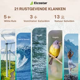Elcostar Digitale Wekker 2.0 - Nachtlamp licht & Bluetooth Speaker - White Noise Machine met Geluiden - 21 rustgevende klanken - Voor Slaapkamer, Baby, Kinderen & Volwassenen — thumbnail 4