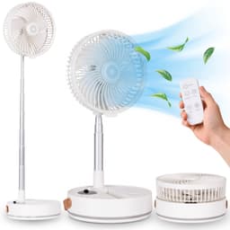 Aironex Opvouwbare Draagbare Ventilator – Stille Tafelventilator & Staande Ventilator – USB Oplaadbaar en Draadloos met LED-licht – Compacte Mini Ventilator voor Bureau, Slaapkamer, Thuis, Kantoor & Camping - Ventilatoren — thumbnail 1