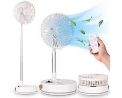 Aironex Opvouwbare Draagbare Ventilator – Stille Tafelventilator & Staande Ventilator – USB Oplaadbaar en Draadloos met LED-licht – Compacte Mini Ventilator voor Bureau, Slaapkamer, Thuis, Kantoor & Camping - Ventilatoren