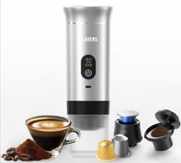 Flavers ® | Draagbare Elektrische Espressomachine | 2026 model | Zilver | Koffiezet apparaat voor Onderweg | Capsules & Gemalen Koffie | Portable Espresso Machine | Cadeauset | koffiemaatje | Draagbare Koffiemachine | Reis & Camping Koffiezetapparaat — thumbnail 1