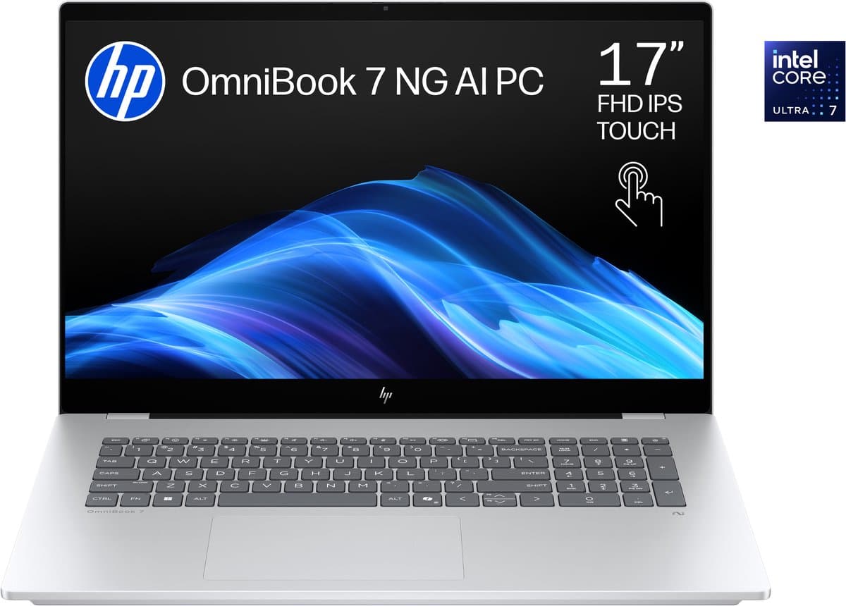 HP OmniBook 7 NGAI 17-dc0772nd - Copilot+ Creator Laptop - 17.3 inch -Intel® Core™ Ultra 7 Processor 258V - 32GB RAM - 1000GB SSD - Windows 11 Home — afbeelding 1
