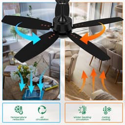 Plafondventilator met Verlichting - Ventilator voor Slaapkamer - Air Cooler met Afstandsbediening - Zomer — thumbnail 4
